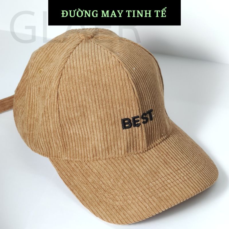Mũ lưỡi trai nữ nam - Nón kết chất nhung tăm cao cấp thêu chữ BEST thời trang Hàn Quốc