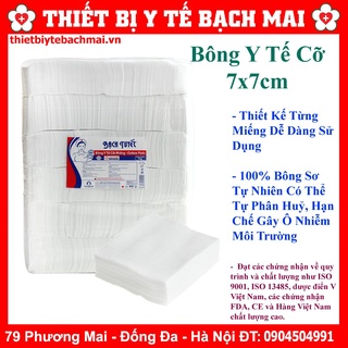 [1kg] Bông Gòn Cắt Miếng Sẵn 7x7, 10 x10cm Vệ Sinh cho bé - Chính Hãng Bông Bạch Tuyết