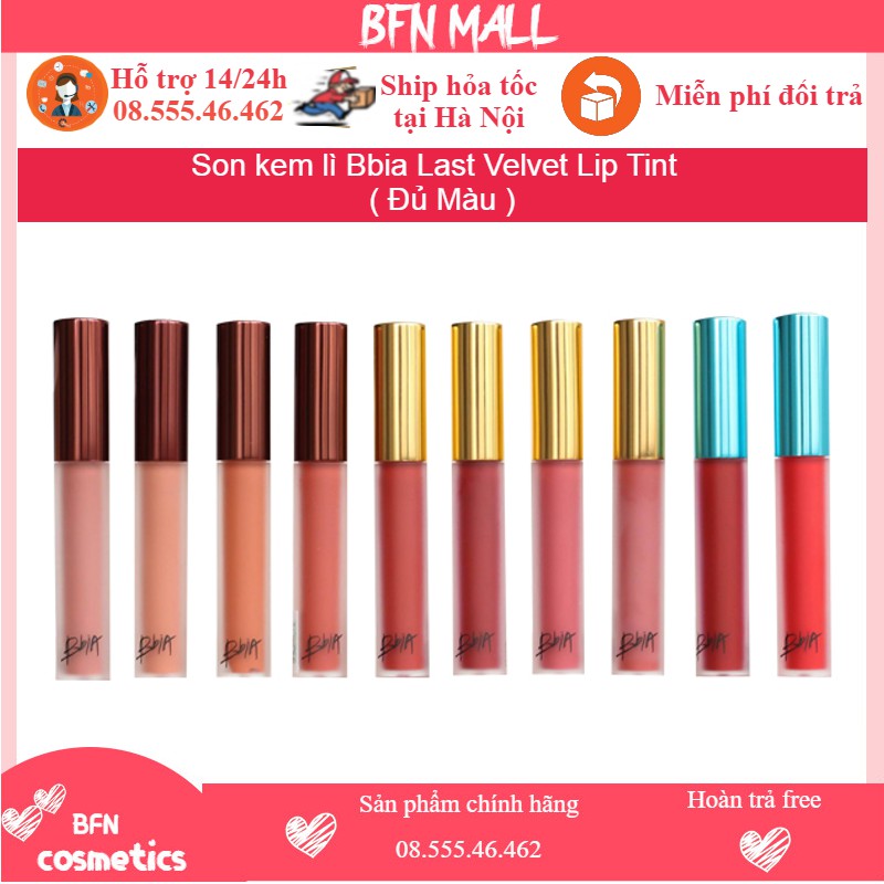 Son kem lì Bbia Last Velvet Lip Tint đủ màu [ Chính Hãng ]