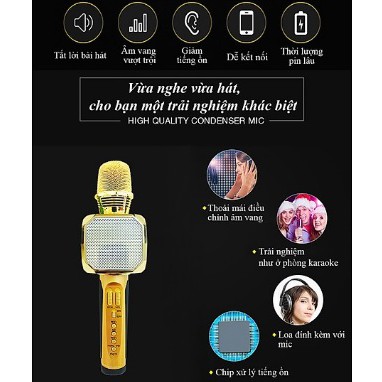 Micro karaoke bluetooth kèm loa SD-10 (Vàng)