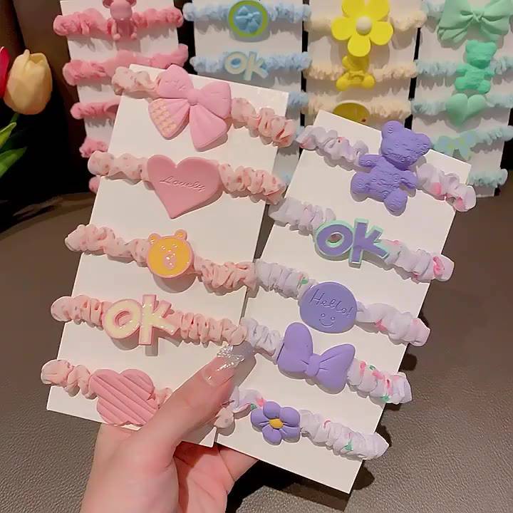 SET 05 Dây Buộc Tóc HGVN Charm Siêu To Đáng Yêu Cho Bé