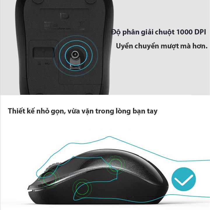 Chuột không dây FD V102 (Công nghệ tiết kiệm pin rất tốt) (Màu ngẫu nhiên)