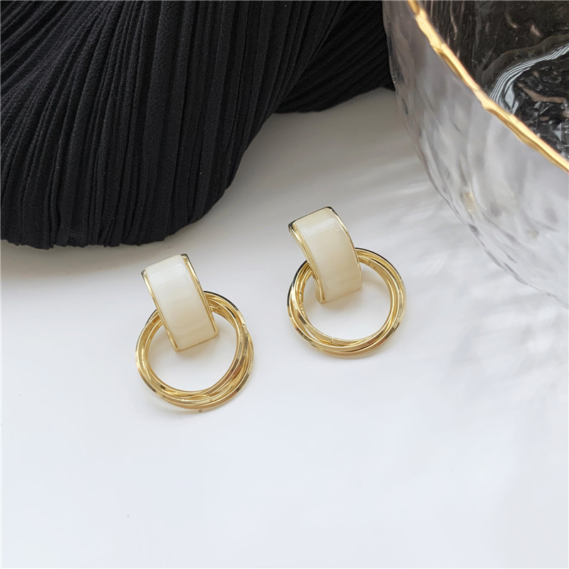 Korean Opal Circle Exaggerated Large Earrings Ins