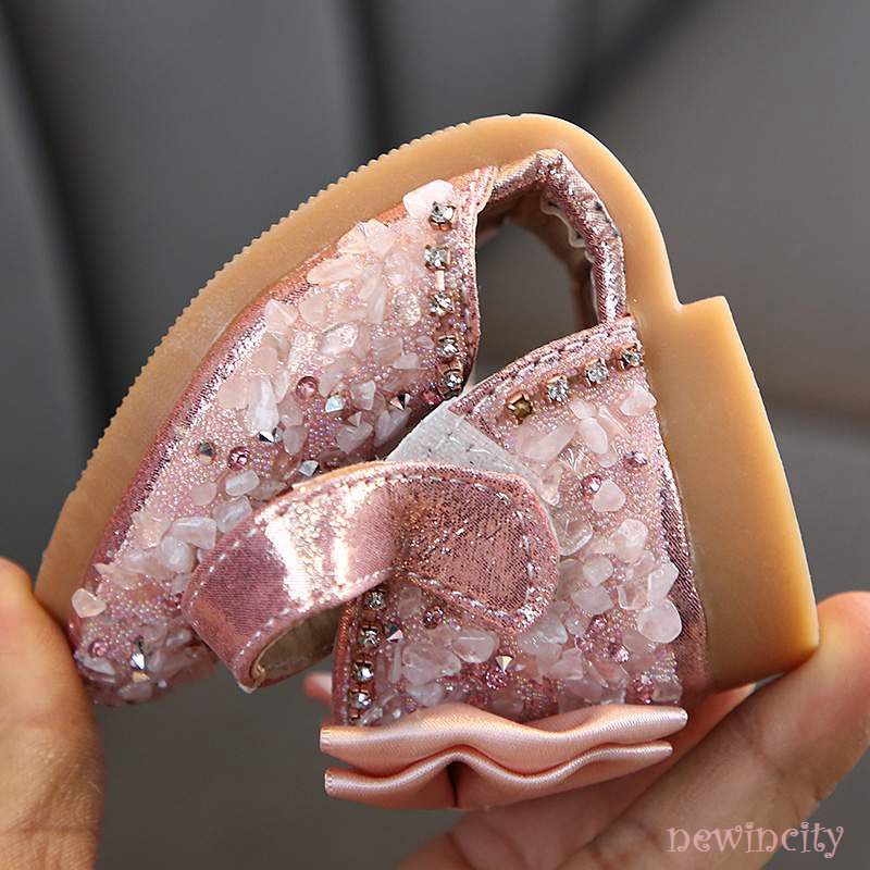 Giày sandal đính nơ đế mềm phong cách Hàn Quốc cho bé gái