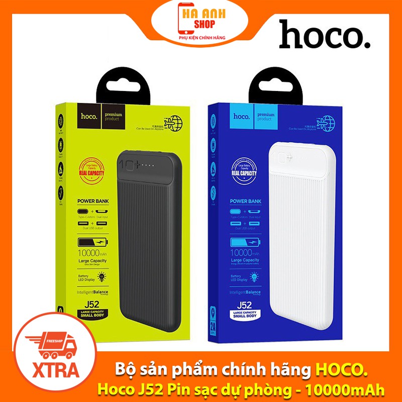 [Mã 153ELSALE2 giảm 7% đơn 300K] Pin sạc dự phòng Hoco J52 - 10000mAh