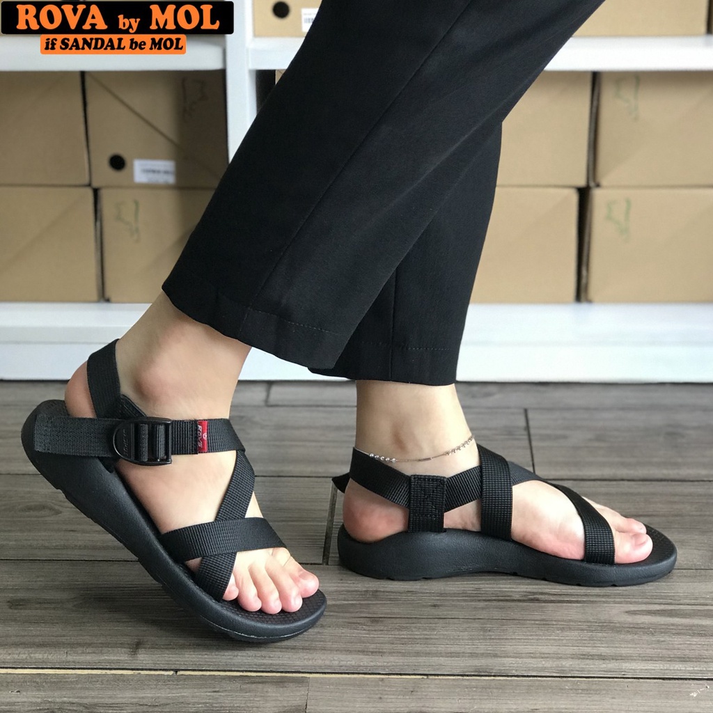 Giày sandal nữ quai thông minh rút dây tự do đế cao 3cm mang đi học đi biển du lịch hiệu Rova RV120B
