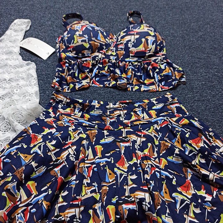Bộ đồ bơi nữ 3 mảnh áo ren bikini đi biển | BigBuy360 - bigbuy360.vn