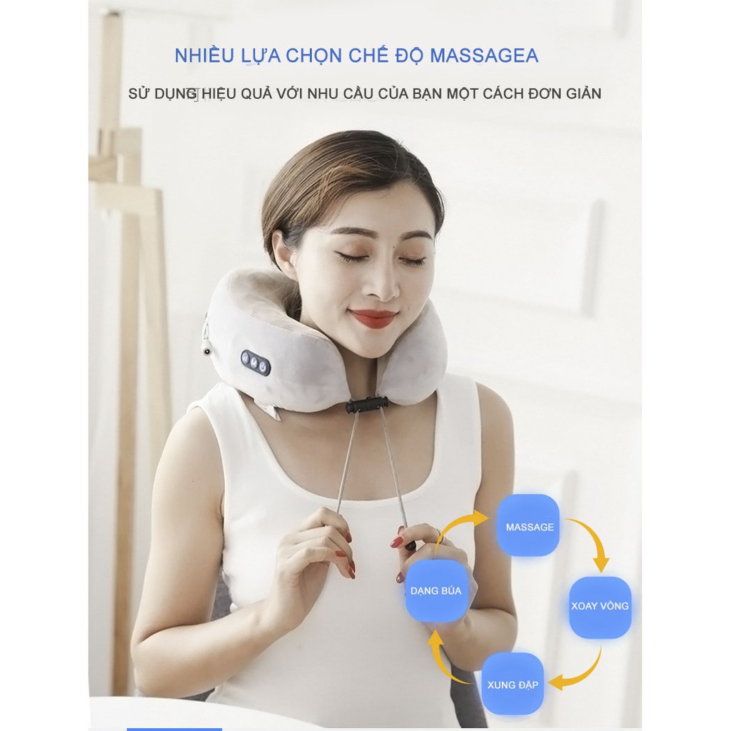Gối massage cổ chữ U cao cấp U-shape - Gối massage cổ vai gáy U-shaped