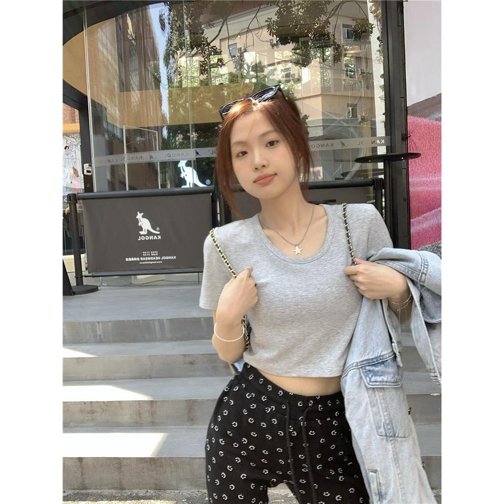 Áo Thun Ngắn Tay Dáng Ôm Màu Trơn Thời Trang 63502