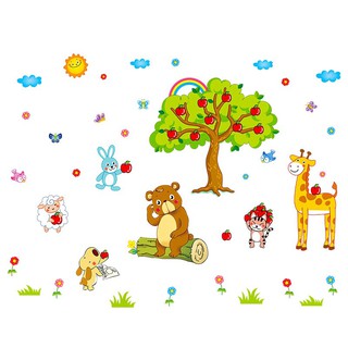Decal dán tường thú cây táo 8205
