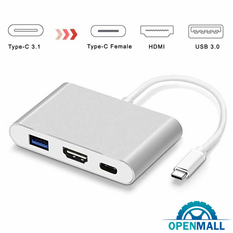 Bộ chuyển đổi 3 cổng OM Type C USB 3.1 - USB-C 4K HDMI USB 3.0 cho Apple Macbook