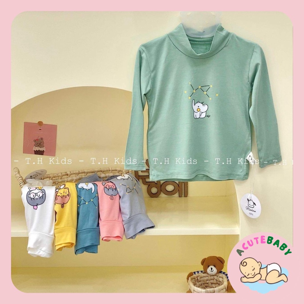Áo thun lạnh dài tay cho bé trai gái cổ 3 phân cho bé Acute Baby