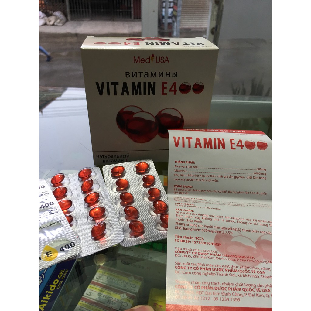 VITAMIN E 400 Đỏ kèm lô hội giúp sáng và đẹp da (hộp 10 vỉ * 10 viên) | BigBuy360 - bigbuy360.vn