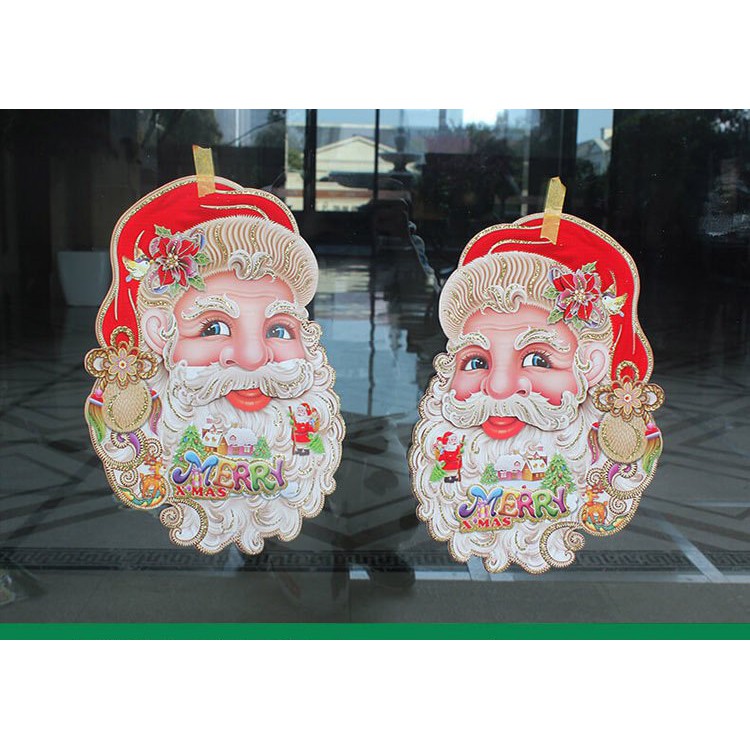 Set 2 tấm hình gián noel loại 3D nổi cửa kính, gián tường đẹp sang