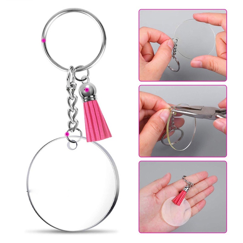 Set 50 Móc Khóa Tròn Bằng Acrylic Trong Suốt