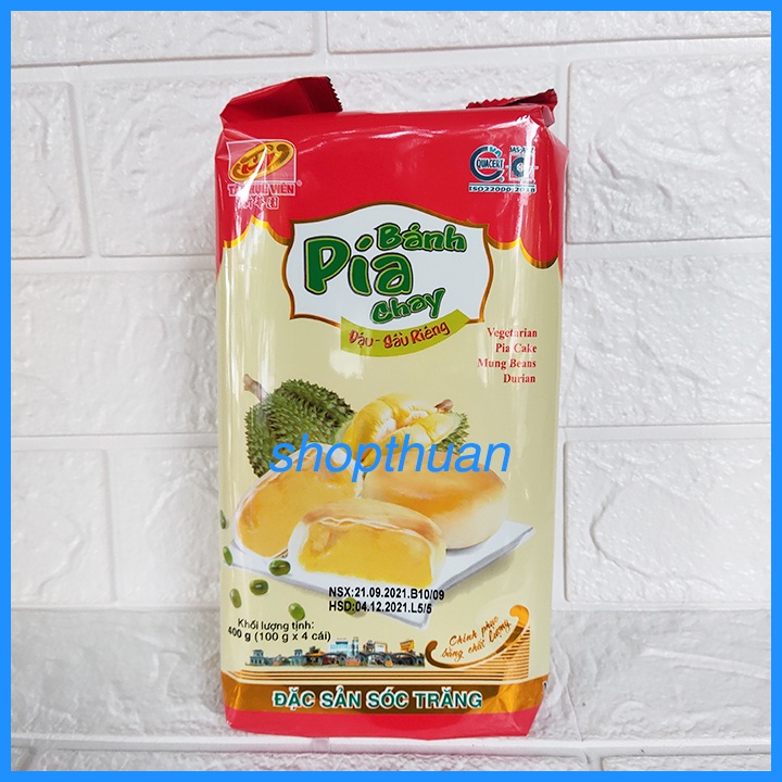 Bánh pía chay Đậu Sầu Riêng 400g  - Tân Huê Viên