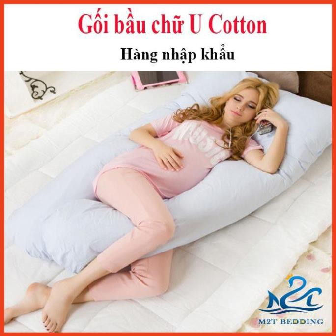 Gối bầu chữ U Cotton cao cấp Su House bedding, gối ôm dành cho bà bầu kích thước 75 x 140cm