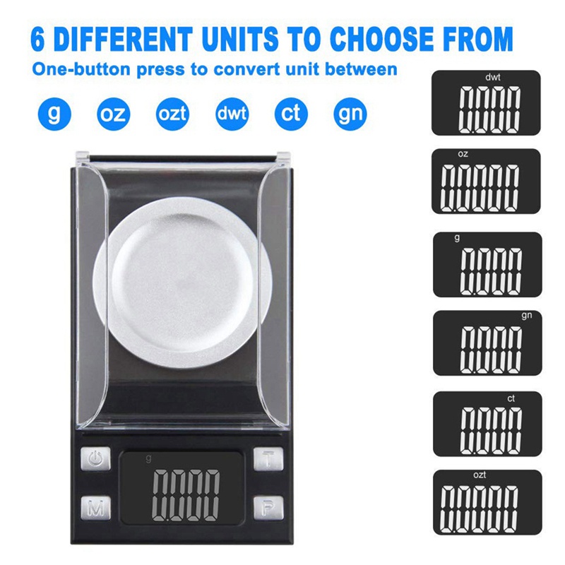 Cân miligam kỹ thuật số 100G '0.001G , Cân trang sức Carat Mini có độ chính xác cao cho cân bỏ túi với trọng lượng hiệu chuẩn