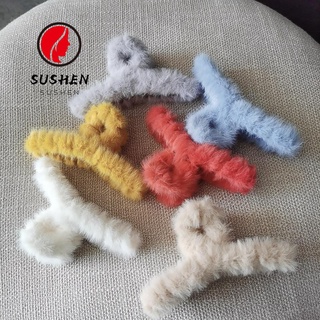 Kẹp tóc càng cua bằng lông giả cỡ lớn thời trang thu đông cho nữ