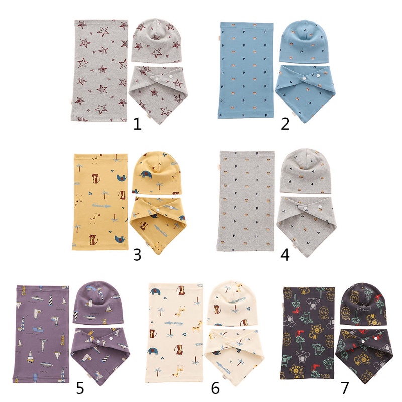 Set 3 Món Nón Khăn Choàng Cổ Và Yếm Ăn Bằng Vải Cotton Thời Trang Thu Đông Dành Cho Trẻ Sơ Sinh