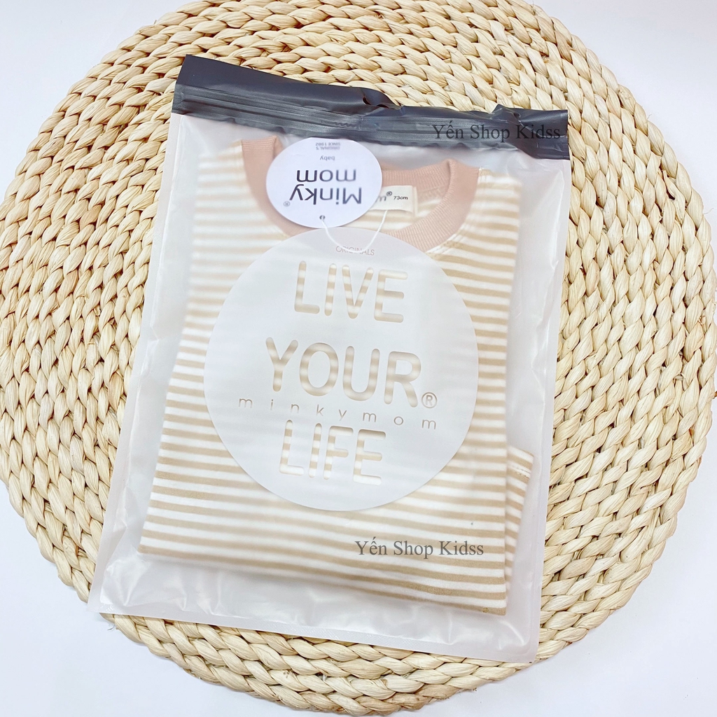 Bộ Dài Tay Kẻ Nhỏ Cạp Cao Minky Mom Cho Bé (7-19kg) (SP001285)