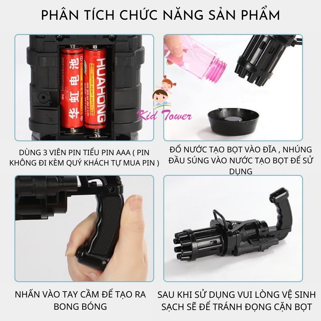 Súng bắn bong bóng xà phòng 8 nòng siêu mạnh