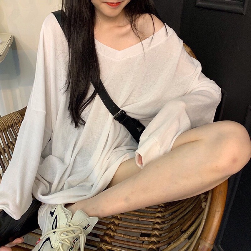 Áo kiểu cotton tay dài trơn | BigBuy360 - bigbuy360.vn