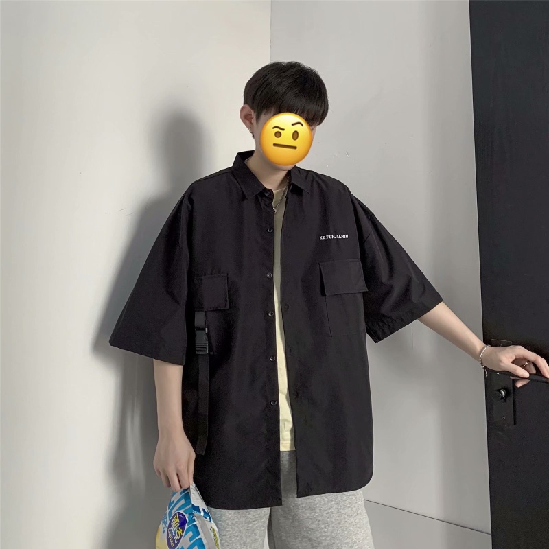 Áo Sơ Mi Tay Ngắn Màu Sắc Đơn Giản Dễ Phối Đồ Thời Trang Hè Phong Cách Hàn Quốc Cho Nam