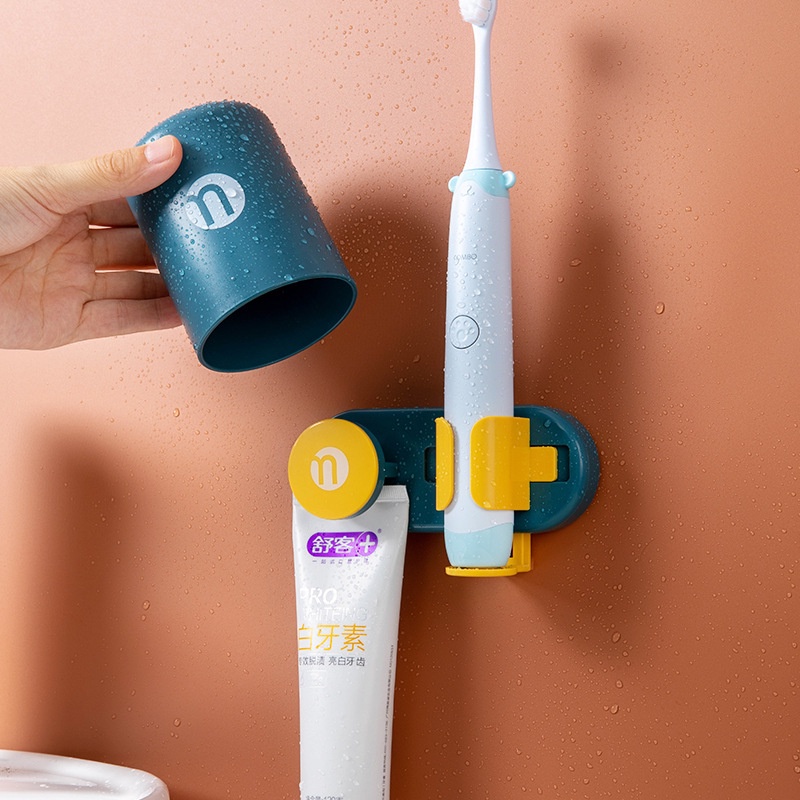 Bộ Giá Đỡ Bàn Chải /Cốc Súc Miệng Gắn Tường Tiện Lợi