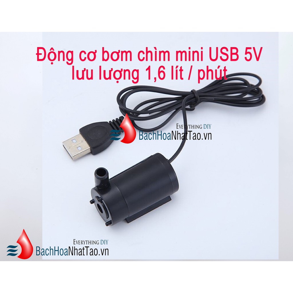 Động cơ bơm chìm mini USB 5V lưu lượng 1,6 lít / phút