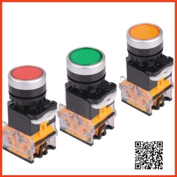 Công tắc nhấn nhả đề LA38-11 phi 22mm không đèn 3 màu xanh, màu đỏ, màu vàng lắp tủ điện điêu khiển