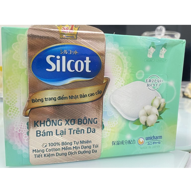 Bông Tẩy Trang Silcot Unicharm Nhật Bản.Hộp Cao Cấp 66 Miếng