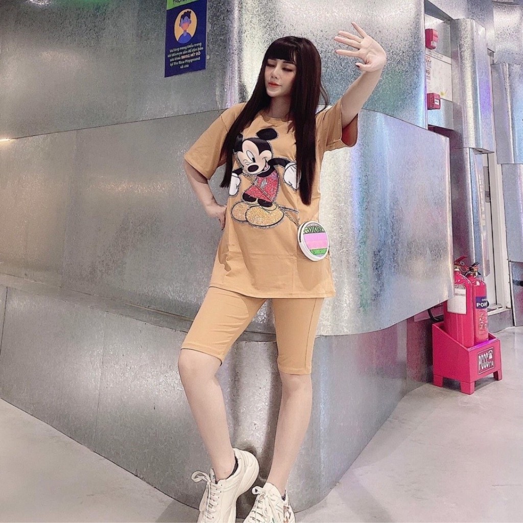 Đồ bộ nữ chất cotton 100% co dãn đanh mịn Mickey MIC004 quần ngố lửng | BigBuy360 - bigbuy360.vn