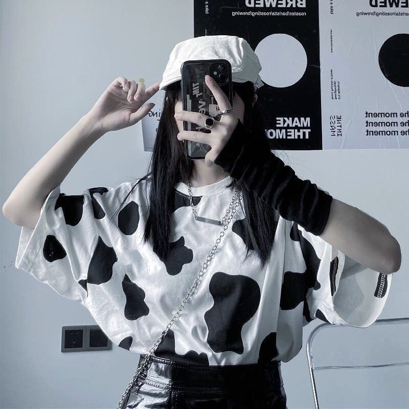 [Kèm hình thật] Áo tay lửng bò sữa 3D V4 in toàn thân unisex
