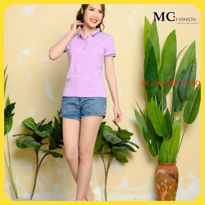 Áo Polo nữ MC Young Phối Viền Basic - Áo thun polo cá sấu chất vải Cotton co dãn 4 chiều -Mc Young A