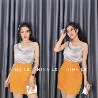 Áo kiểu lệch vai phi lụa(KÈM ẢNH THÂT)