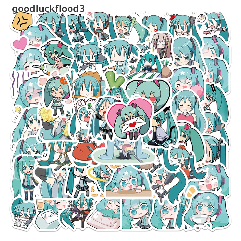 Bộ 65 Miếng Dán Hoạt Hình Hatsune Miku Graffiti Trang Trí Vali Laptop
