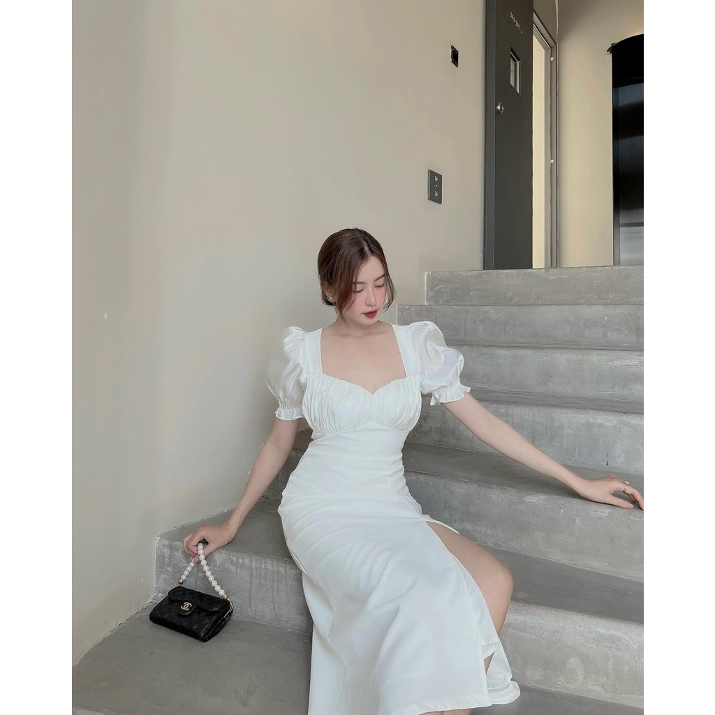 Đầm tiệc JOLIE tay bồng bo xẻ đùi (Có Bigsize)