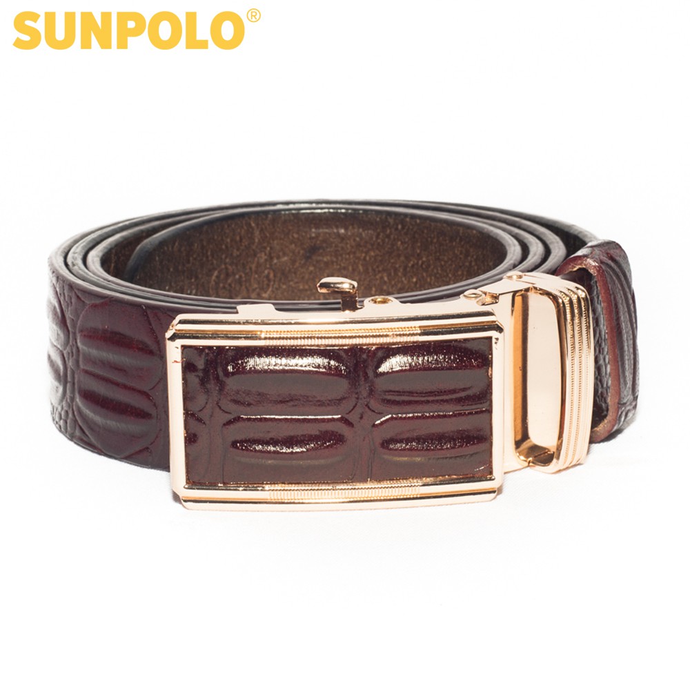 Dây nịt nam da bò SUNPOLO Đen Nâu - BSAL02