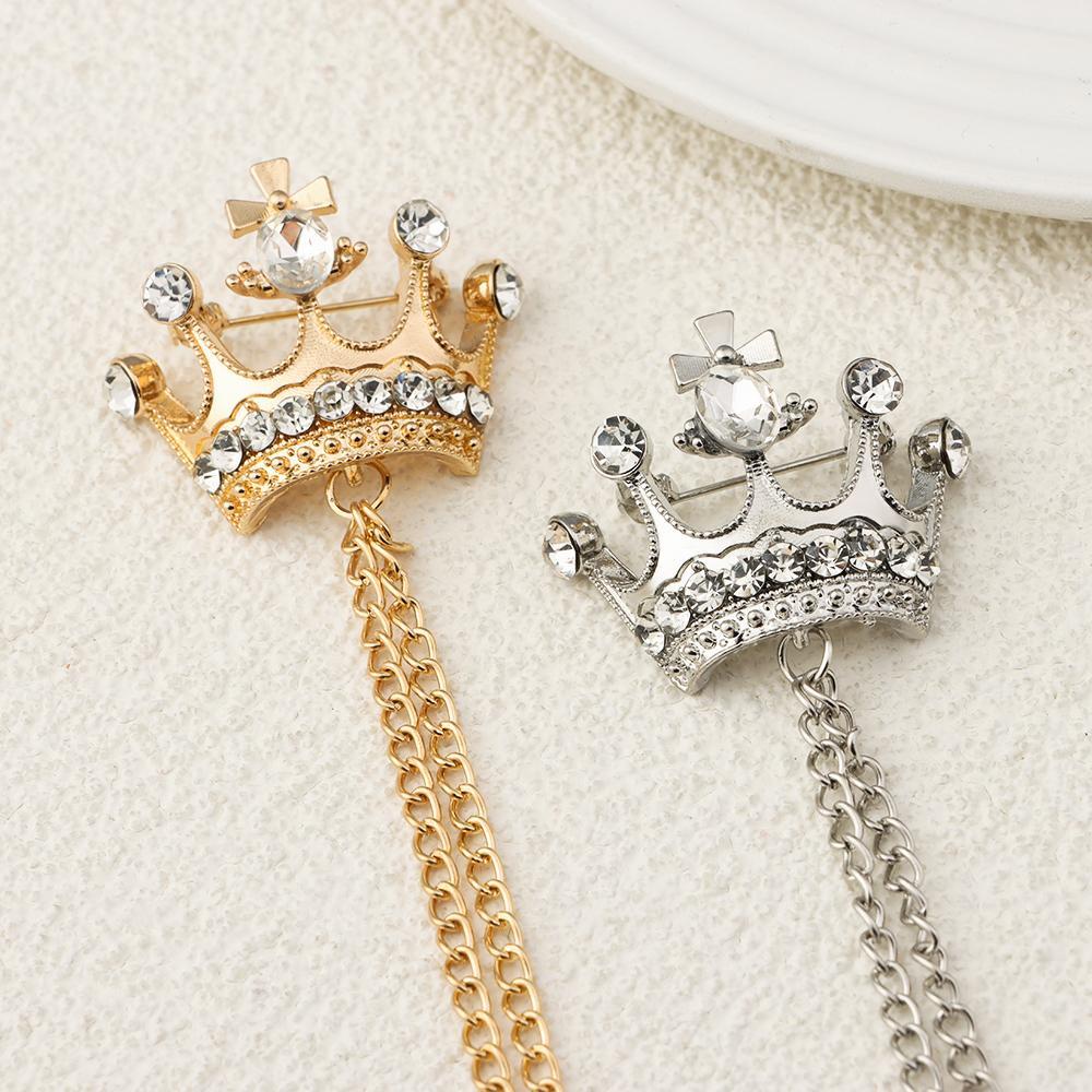 ROWANS Kẹp Cài Cổ Áo Hình Vương Miện Đính Pha Lê Sang Trọng Cho Nam