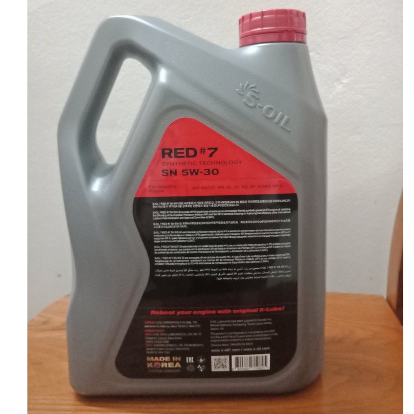 Dầu nhớt ô tô cao cấp S-OIL RED#7 5w30 10w40  API SN, Nhập khẩu Hàn Quốc, nhớt ô tô cao cấp sử dụng cho ô tô máy XĂNG