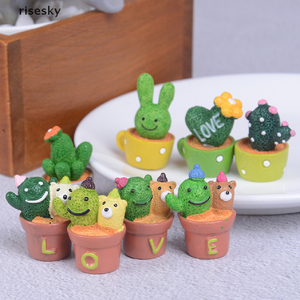 Đồ trang trí Chậu Cây Xương Rồng Mini Trang Trí Nhà Búp Bê ♨Trên đó
