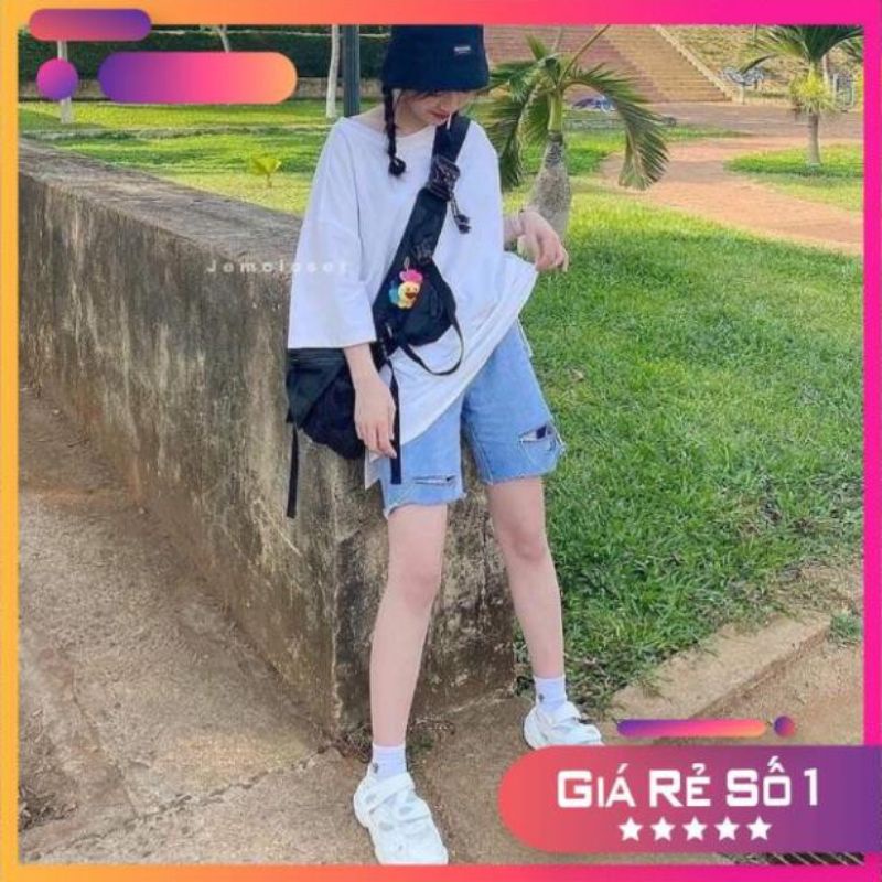 (Bigsize 30-36) Quần Ngố Không Giãn Ống Rộng, Quần Short Jean Lưng Cao, Quần Suông