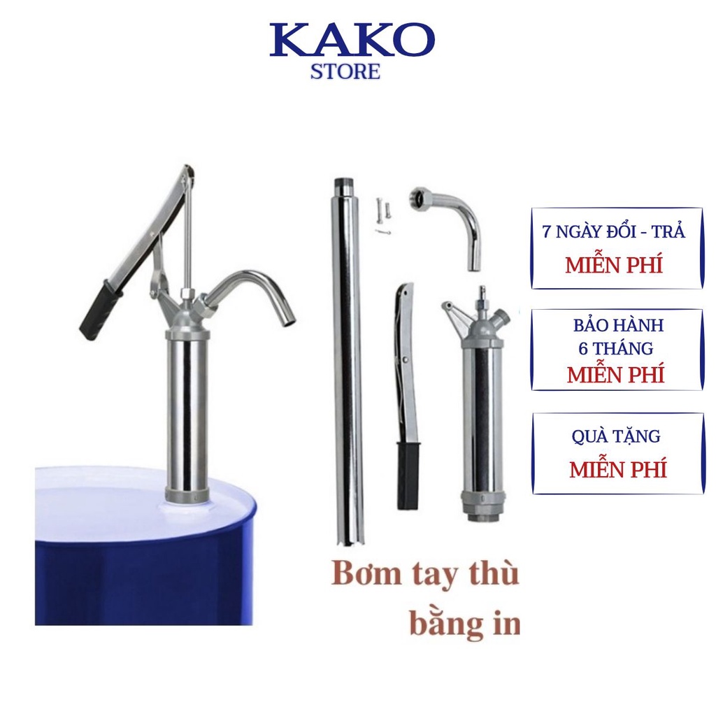 Bơm Tay Thùng Phuy Bằng Inox Bơm Dầu Tay Inox - diezen - dầu hỏa - xăng - hóa chất - dầu động cơ