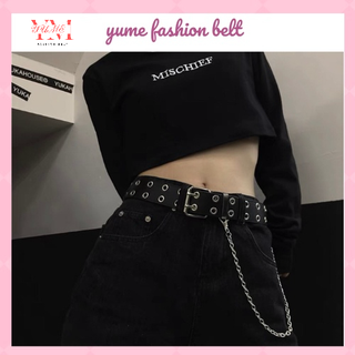 Thắt lưng da nữ khóa vuông bản dây xích 2 lỗ cá tính