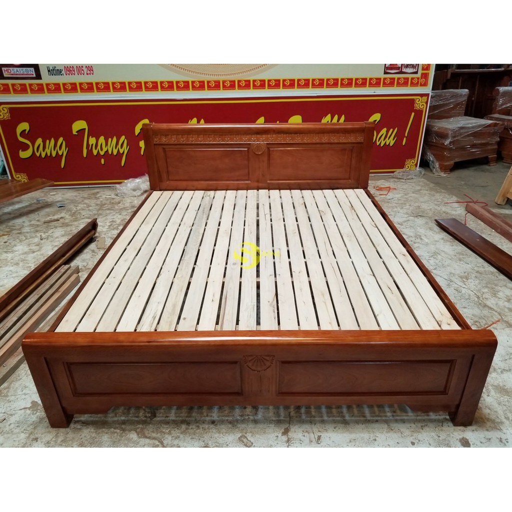 Giường ngủ gỗ Xoan Đào giá rẻ 1m8