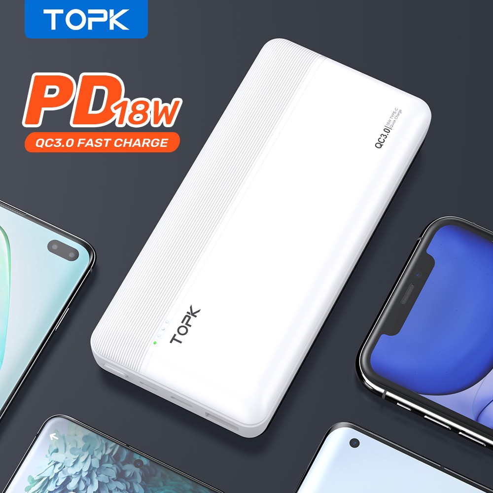 Sạc dự phòng TOPK I2015P 18W 20000mAh cho HUAWEI Samsung Xiaomi OPPO Vivo Realme