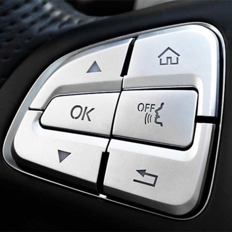 Bộ 12 miếng dán trang trí nút bấm vô lăng bằng ABS màu bạc cho xe Mercedes Benz Glc X253 2015 2016 & C W205 2014 2015