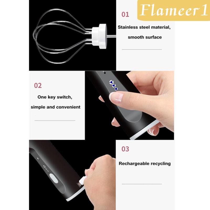 Máy Đánh Sữa Tạo Bọt Cà Phê 1 Cổng Sạc USB Kèm 2 Cây Khuấy Bằng Thép Không Gỉ