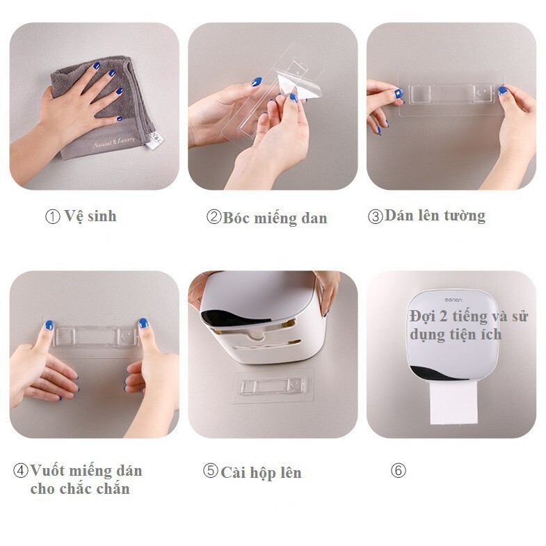 Hộp Đựng Giấy Vệ Sinh OENON Chống Nước 2 Ngăn Tiện Lợi (Tặng Kèm Miếng Dán)